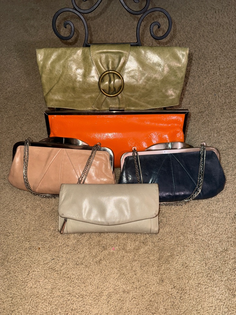 Lot of 5 Hobo International Leather Versatile Clutch Collection